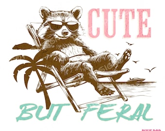 Cute But Feral Raccoon PNG Digital Download for t shirts, sublimation, crafts, journals, scrapbooking, art prints