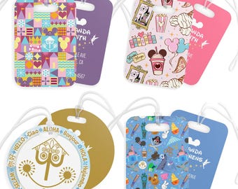 Etiqueta de equipaje personalizada de Disney, etiqueta de equipaje de Disneyland con nombre personalizado, etiqueta de equipaje de DisneyWorld, regalo para fans de Disney, etiqueta de equipaje de acrílico.