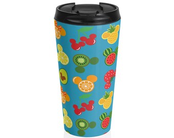 Taza de viaje de acero inoxidable con diseño de Mickey y Minnie, regalo ideal para fans de Disney, taza de viaje de verano de Mickey, vibrante.