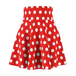 Minnie Red and White Polka Dot Skirt Adult Women, Minnie Skirt Adult, Polka Dot Skirt Women, Skater Skirt Women, Women&#39;s Mickey Mouse Dress