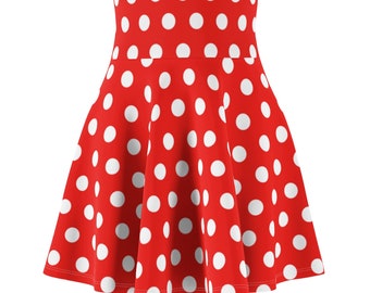 Minnie Red and White Polka Dot Skirt Adult Women, Minnie Skirt Adult, Polka Dot Skirt Women, Skater Skirt Women, Women's Mickey Mouse Dress