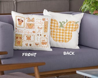 Mickey Pumpkin Autumn-Themed Decorative Pillow, Cozy Fall Vibes Home Decor, Pumpkin Cushion, Accent Pillow, Thanksgiving Gift for Disney Fan