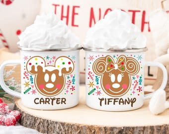 Disney Personalized Hot Chocolate Mug – Mickey & Minnie Christmas Gift – Kids Custom Christmas Cocoa Cup
