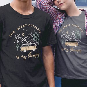 The Great Outdoors in my Therapy Unisex Comfort Colors T-shirt | Camping T Shirt | Camp T Shirt | Camping Bus Shirt