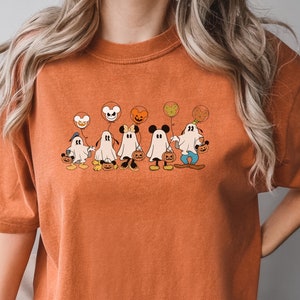 Fab Five Ghosts Mickey et ses amis T-shirt unisexe couleurs confortables, chemise Halloween pour Disneyland ou chemise de la saison effrayante de DisneyWorld