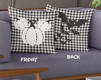 Halloween Mickey Pumpkin Square Pillow, Spooky Vibes Decor, Pumpkin Cushion, Disney Fan Gift, Accent Pillow, Halloween Home Decor