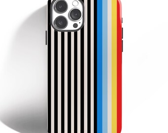 Retro Rainbow Stripes Tough Phone Case  iPhone 16 15 14 13 12 Pro Max Minimalist Design Bold Aesthetic Trendy Durable Modern