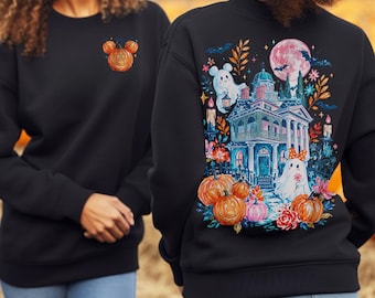 Felpa girocollo di Halloween con Topolino e la Haunted Mansion per le vacanze a Disneyland o DisneyWorld.