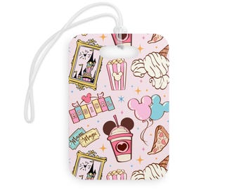 Spersonalizowana zawieszka na bagaż Disney, zawieszka na bagaż Disneyland z niestandardową nazwą, zawieszka na bagaż DisneyWorld, prezent dla fana Disneya, akrylowa zawieszka na bagaż