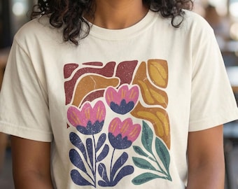 Comfort Colors® Boho Flowers T-shirt Botanische bloemen T-shirt Wilde bloemen, cadeau voor tuinman en Moederdag, Cottagecore-shirt