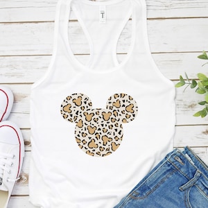 Mickey Cheetah Tank Top For Women, Mickey Cheetah Print Racerback Unisex Tank Top for Animal Kingdom DisneyWorld or Disneyland,