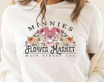 Minnies Flower Market Unisex T Shirt for Disneyland or DisneyWorld Shirt, Main Street USA Shirt Gift for Women, Disney Fan Shirt