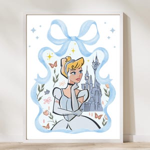 Coquette Cinderella art print, Cinderella Wall Art for Nursery, Cinderella Decor for Girls room, Princess Wall Print for Girls Bedroom Decor