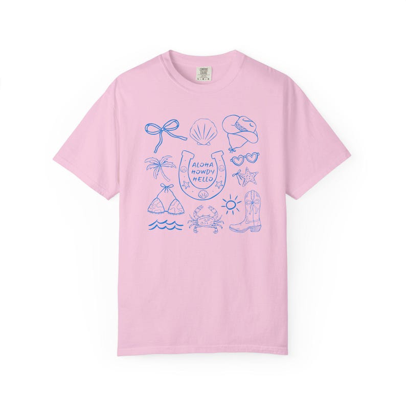 T-shirt cow-girl côtière Hello Aloha, t-shirt graphique cow-girl bord de mer, chemise de plage unisexe, haut d'été décontracté, cadeau pour cow-girl image 7