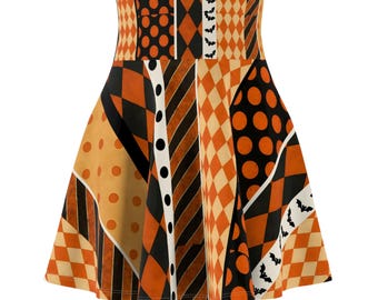 Disneyland Halloween Skater Skirt | Minnie Carnival Inspired Halloween Outfit | Orange Black Disneybound Skirt | Oogie Boogie Bash Outfit