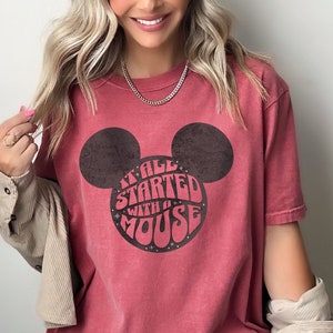 It All Started With a Mouse Unisex Comfort Colors T-shirt, Mickey Shirt for Disneyland or DisneyWorld Vacation, Gift for Disney Fan