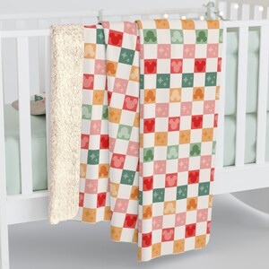 Magical Holidays with Mickey: Checkered Christmas Sherpa Blanket, Mickey Mouse Blanket, Mickey Plaid Christmas Blanket for Disney Fan