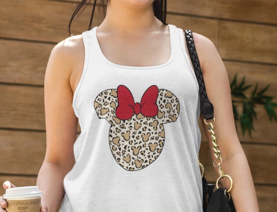 Minnie Mouse Cheetah Print Racerback Tank Top for Women, Minnie Women's  Tank Top for Disneyland, Disneyworld Animal Kingdom Fan 