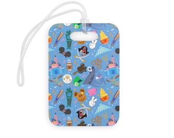 Etiqueta personalizada de equipaje de Disney, etiqueta de equipaje de Disneyland con nombre personalizado, etiqueta de equipaje de DisneyWorld, regalo para fanáticos de Disney, etiqueta de equipaje de acrílico