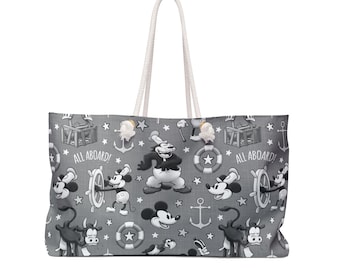 Steamboat Willie Weekender Bag, Disneyland DisneyWorld Disney Cruise Vacation Duffle Bag, Travel Luggage Tote, Mickey Overnight Carry On