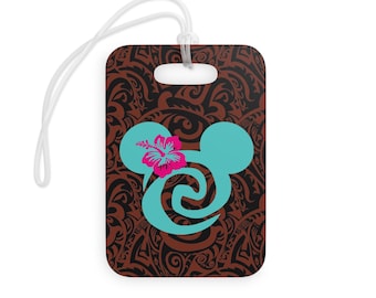 Etiquetas de bagagem de acrílico havaiano Moana, etiqueta de viagem de férias de resort personalizada, identificação de bolsa personalizada polinésia Aulani, etiqueta de mala de praia tropical
