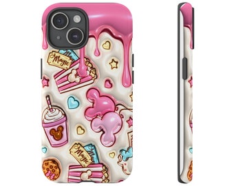 Adorable funda resistente para teléfono Disney Snacks: funda rosa mágica de Mickey Snacks, regalo para fans de Disney.