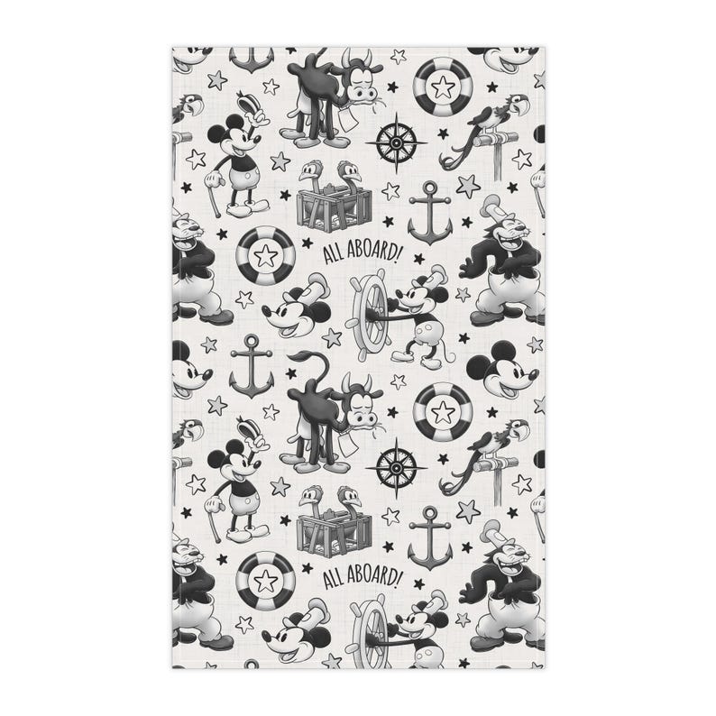 Steamboat Willie Tea Towel - Vintage Mickey Kitchen Decor, Disney Fan Gift, Mickey Mouse Dish Cloth, Classic Mickey Home Decor image 2