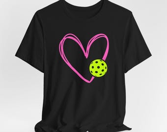 Cute Pickleball T-Shirt for Women - Pickleball Apparel - Perfect Gift for Pickleball Lovers - Casual Pickleball Apparel - Heart Pickleball