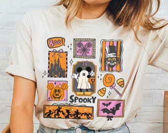 Cute Spooky Halloween Frames Unisex Crewneck T-Shirt - Perfect for Disneyland & Disneyworld