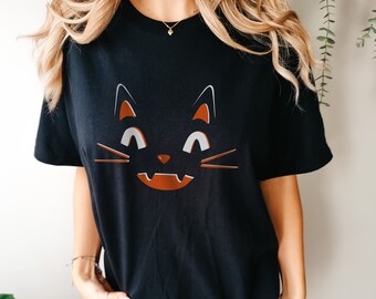 Vintage Halloween Cat Unisex T Shirt, Retro Black Cat Tee, Halloween Costume Shirt, Spooky Cat Lover Gift, Witchy Halloween Clothing