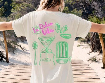 Camiseta de pescado enlatado La Dolce Vida - Camiseta de manga corta unisex para amantes de las sardinas - Ropa de verano para chicas tomateras - Camiseta estética de pescador con dinero antiguo