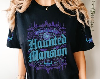 Haunted Mansion Shirt with Gargoyle Sleeves, Madame Leota Disney Tee, Unisex Disneyland Vacation Outfit, Spooky Disney World Graphic T-Shirt