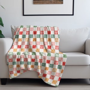Magical Holidays with Mickey: Checkered Christmas Sherpa Blanket, Mickey Mouse Blanket, Mickey Plaid Christmas Blanket for Disney Fan