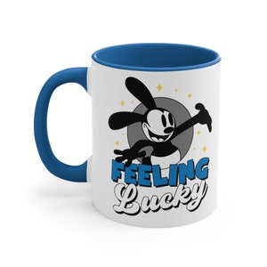 Oswald the Lucky Rabbit 11 oz. Coffee Mug., Oswald Coffee Cup gift for Disney Fan, Feeling Lucky Oswald the Lucky Rabbit Mug