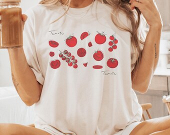 Tomatflicka Sommar Vintage Tomat Grafisk T-shirt, Perfekt för trädgårdsälskare, Presenter för matälskare, Vardagskläder, Unisex T-shirt, Sommarvibbar