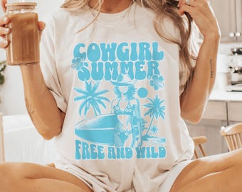 Cowgirl Summer T-Shirt, Coastal Cowgirl Graphic Tee, Unisex Western Beach Shirt, Casual Summer Top, Gift for Cowgirls