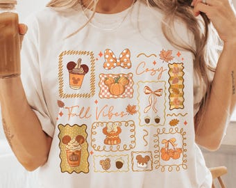 Mickey Cozy Fall Vibes T-Shirt, Disneyland Outfit, DisneyWorld Vacation Apparel, Pumpkin Spice Shirt, Unisex Garment-Dyed Tee