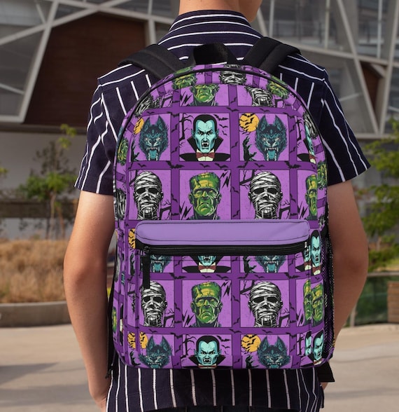 Classic Monsters Backpack, Halloween Bag, Frankenstein Dracula Backpack,  Epic Universe Vacation, Spooky Travel Bag, Gothic School Bag, - Etsy