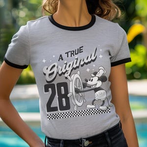 Vintage Mickey Steamboat Willie Tee for Disneyland or DisneyWorld, Unisex Cotton Ringer Shirt, Disney Bound shirt