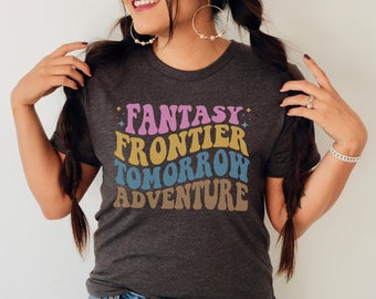 Colorful Lands Shirt for Disneyland or DisneyWorld Fans | T Shirt Fantasyland, Adventureland, Tomorrowland, Frontierland | Disney fan shirt