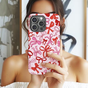 Coquette Pink Bow Phone Case Coquette Design - MagSafe Case for iPhone 15, 14, 13 - Trendy Cute Pink Bow Phone Case - Aesthetic Phone Case