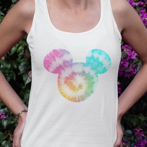 Tie Dye Mickey Tank Top Disneyland Inspired Shirt Women's Tank Top Disneyland Shirt, Disneyworld Shirt, Tie Dye Mickey Mouse Racerback Tank