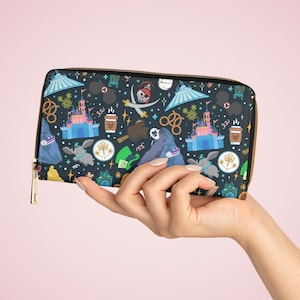 Cartera con cremallera de recuerdos mágicos, cartera de garabatos de Disneyland, cartera para fan de Disney, regalo para fan de Disney