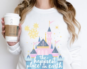 Happiest Place on Earth Castle Unisex Sweatshirt for Disneyland or DisneyWorld Fan | Castle Sweatshirt | Yesterday, tomorrow and Fantasy