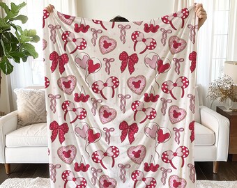Mickey Minnie Valentine Blanket - Disney Fleece Throw - Perfect Gift for Couples - Cozy Home Decor