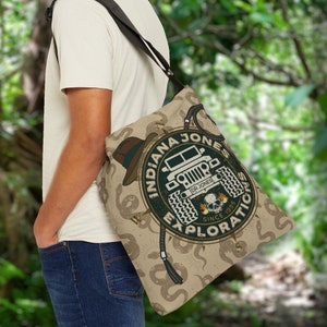 Indiana Jones Bag, Indiana Jones Gifts, Indiana Jones Tote Bag with Zipper and Adjustable Strap, Disneyland Tote Bag, Disneyworld Bag