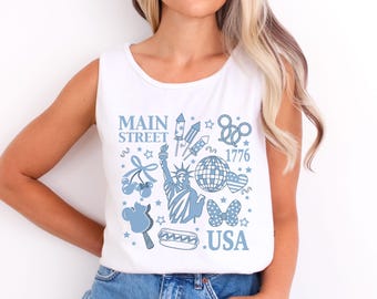 Main Street USA Patriotic Fourth of July Tank Top - Disneyland Disney Vacation, Independence Day, Americana Shirt, Fourth of July Top