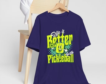 Life is Better with Pickleball Graphic Tee - Unisex Short Sleeve T-Shirt for Pickleball Enthusiasts, Gift for Pickleball Players