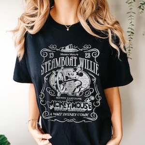 Vintage Steamboat Willie Unisex T-shirt, Disneyland DisneyWorld Tee, Retro Mickey Mouse Top, Disney Vacation Shirt, Classic Cartoon Apparel