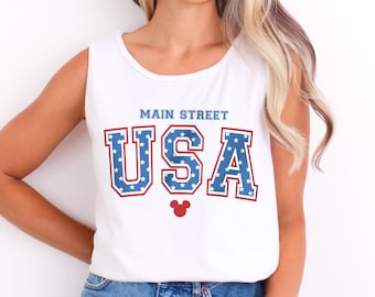Main Street USA patriottische Fourth of July tanktop - Disneyland Disney vakantie, Independence Day, Americana shirt, Fourth of July-top
